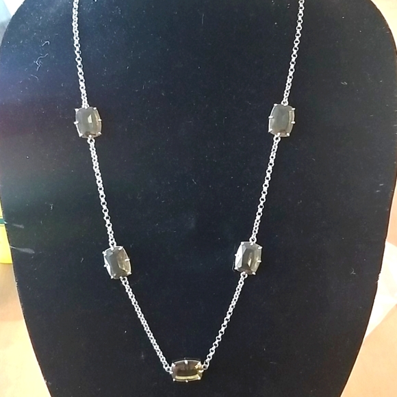 BANANA REPUBLIC Silver Link Amber Stone Necklace - Picture 1 of 4